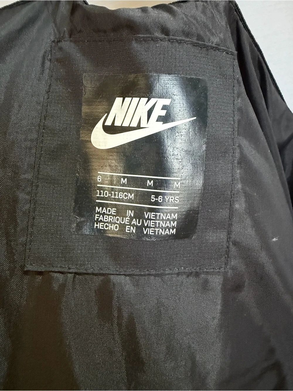 Nike Black Kids Hooded Puffer Jacket with White Logo